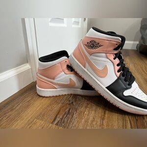 Air Jordan 1 Mids: Black, White, and Pink